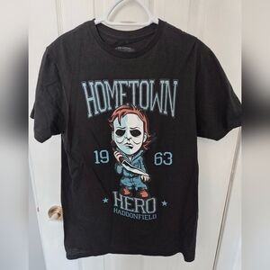 Halloween Michael Myers Hometown Haddonfield Hero Black Tshirt ,Unisex Medium